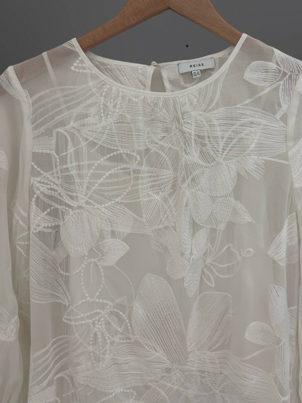 Reiss Rosie Floral Lace Blouse Ivory Size 4 - Picture 5 of 9